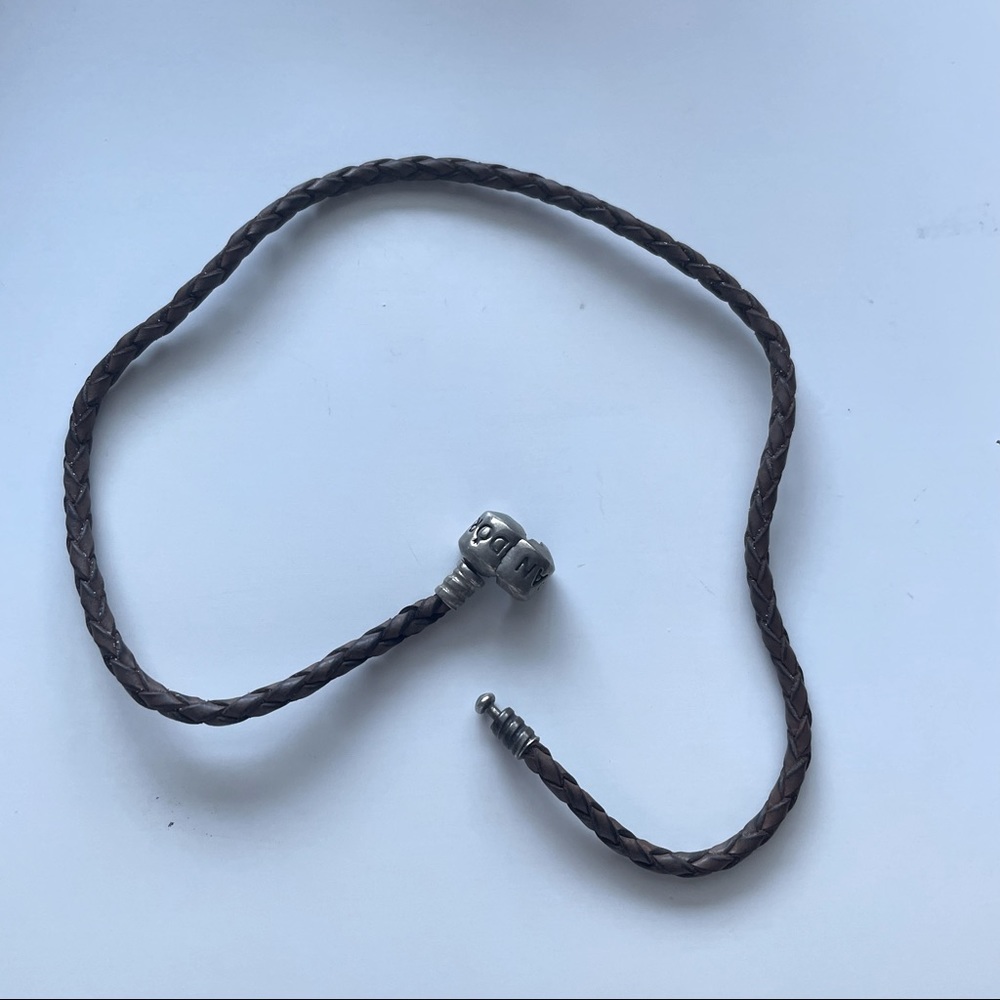 Pandora brown leather charm bracelet